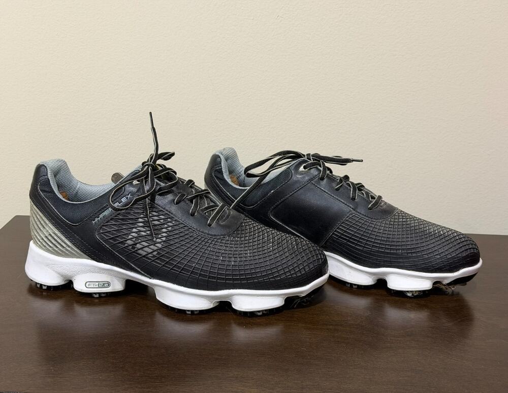 Footjoy Hyperflex FTF 2.0 Golf Shoes Mens 10 M Black Soft Spike Lace Up 51046